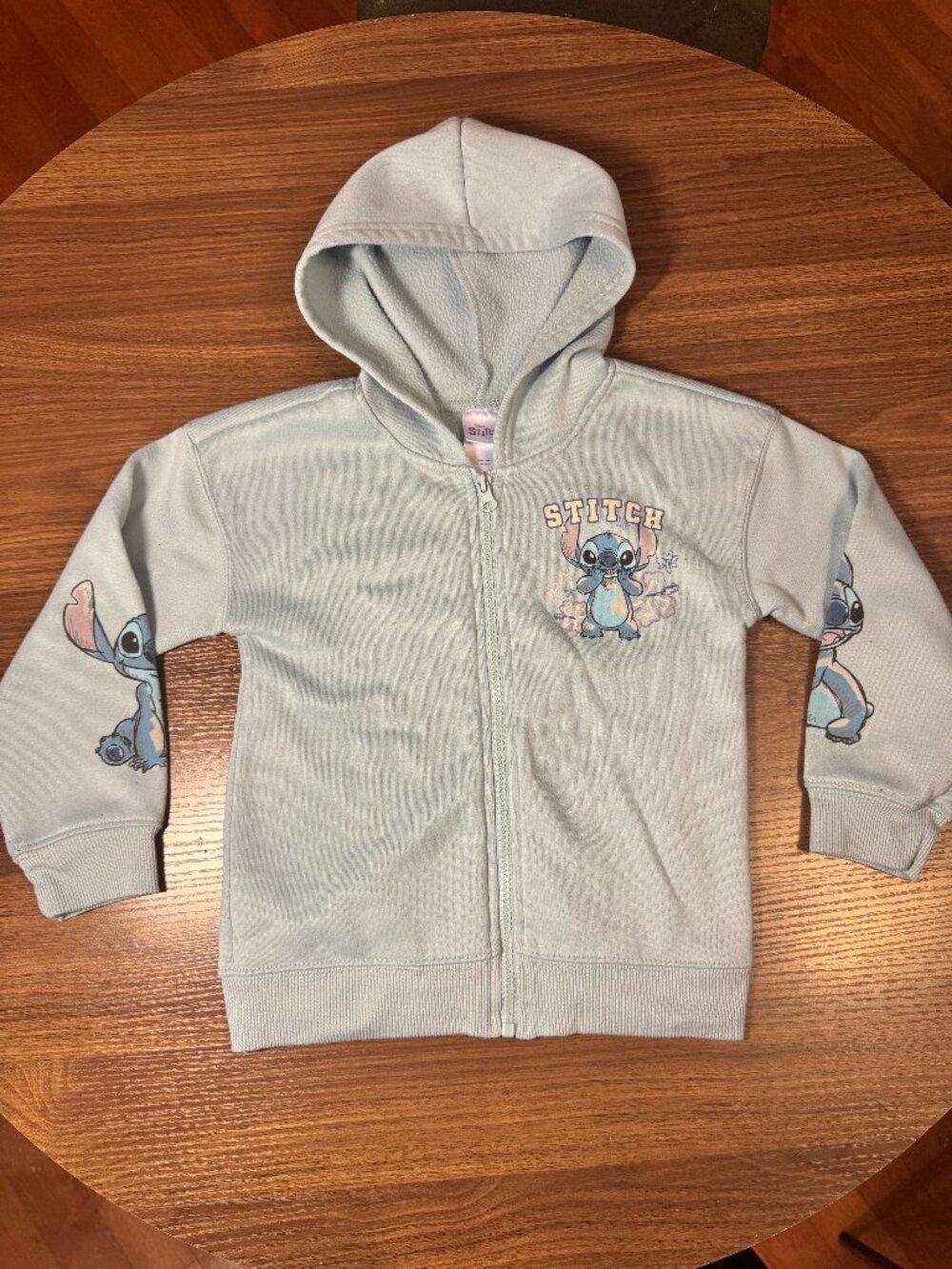 Disney Lilo & Stitch Girls Light Blue Full Zip Fleece Hoodie Jacket – Size 6